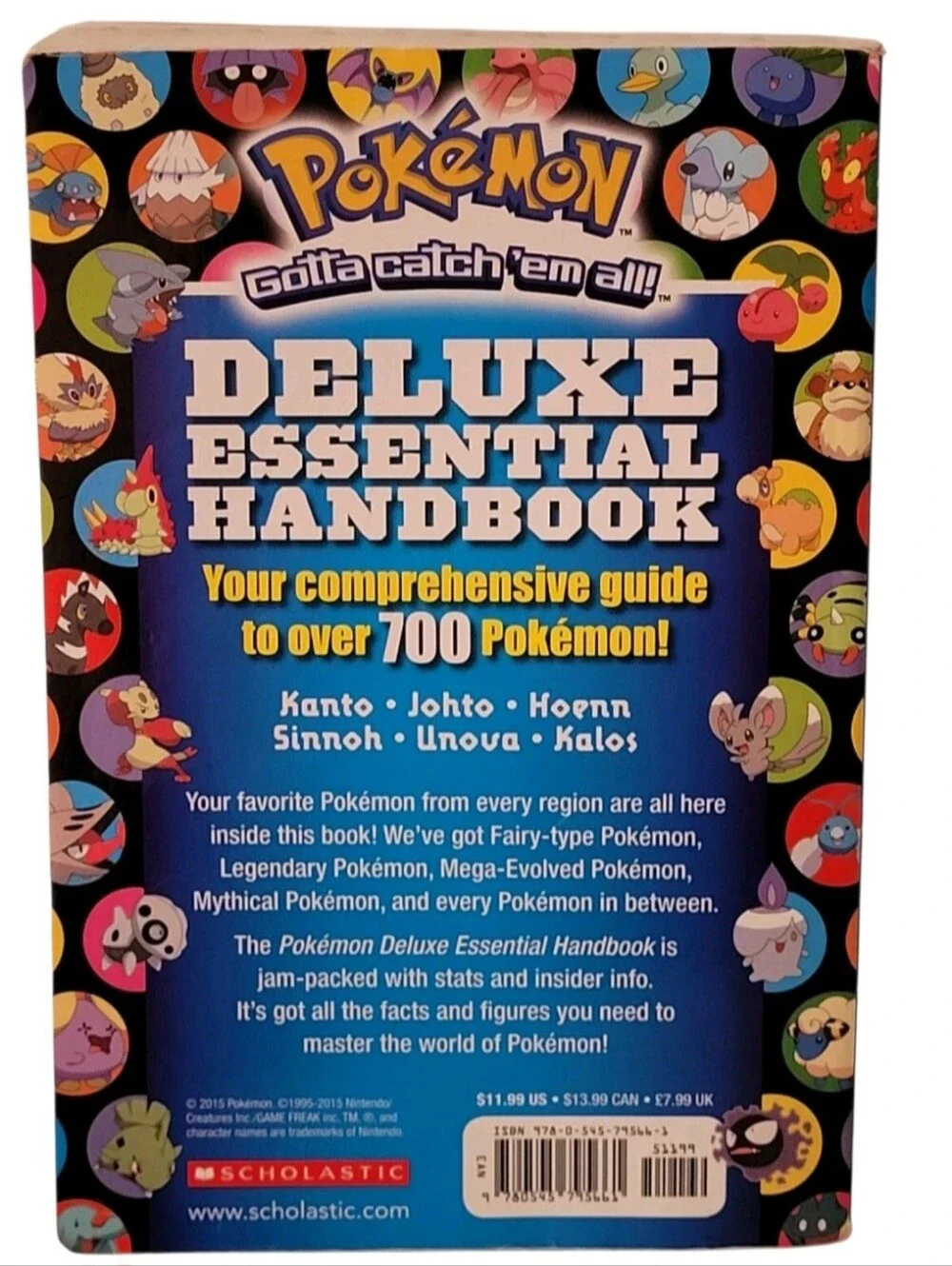 2015 Pokémon Deluxe Essential Handbook Scholastic: Stats & Facts 700+ Pokémon. B